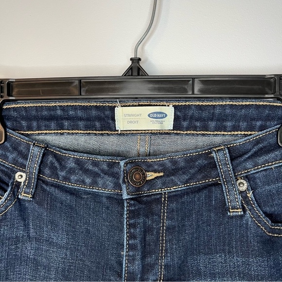Old Navy Straight Leg Mid Rise Dark Rinse Denim Jeans Size 4 Regular - Picture 8 of 16